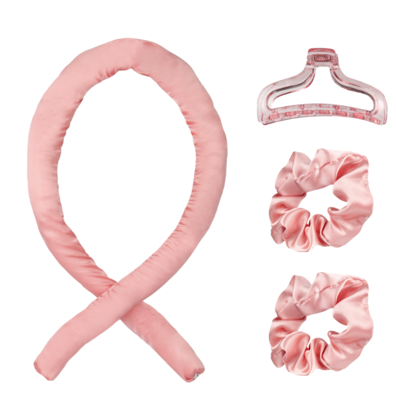 Pink Heatless Hair Curler Set